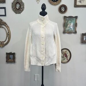 Vintage Y2K Victoria's Secret Cream Chunky Knit Button-Up Cardigan
